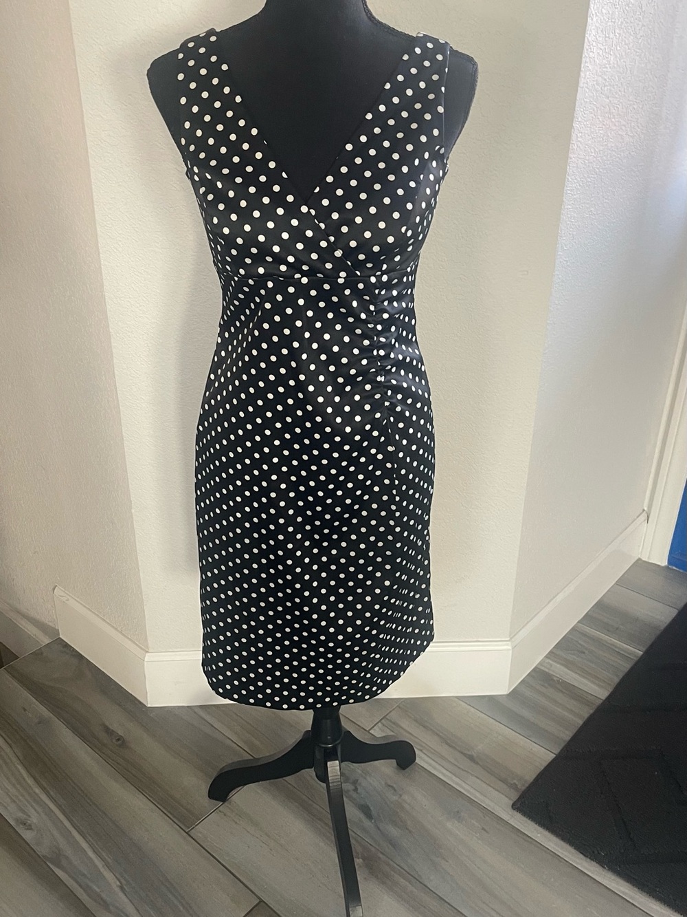 Donna Ricco black polkadot dress size 2P